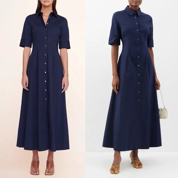 Staud Joan Maxi Dress in Navy 8 - Picture 4 of 8